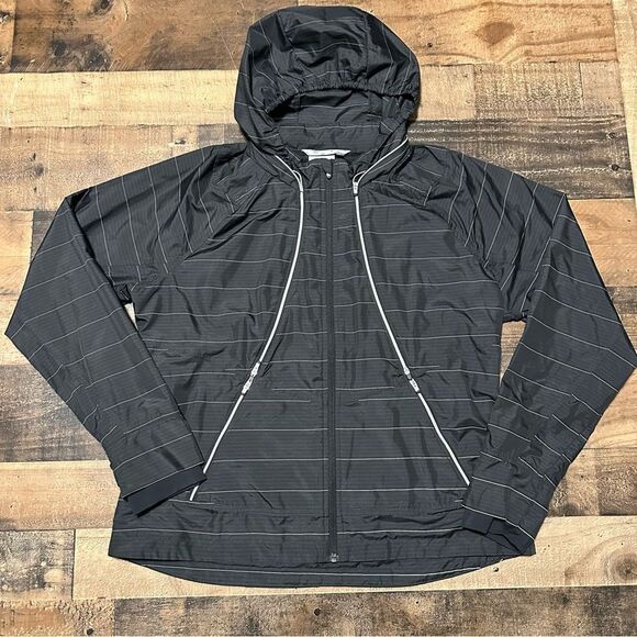 Athleta Jackets & Blazers - Athleta Run On Striped Windbreaker